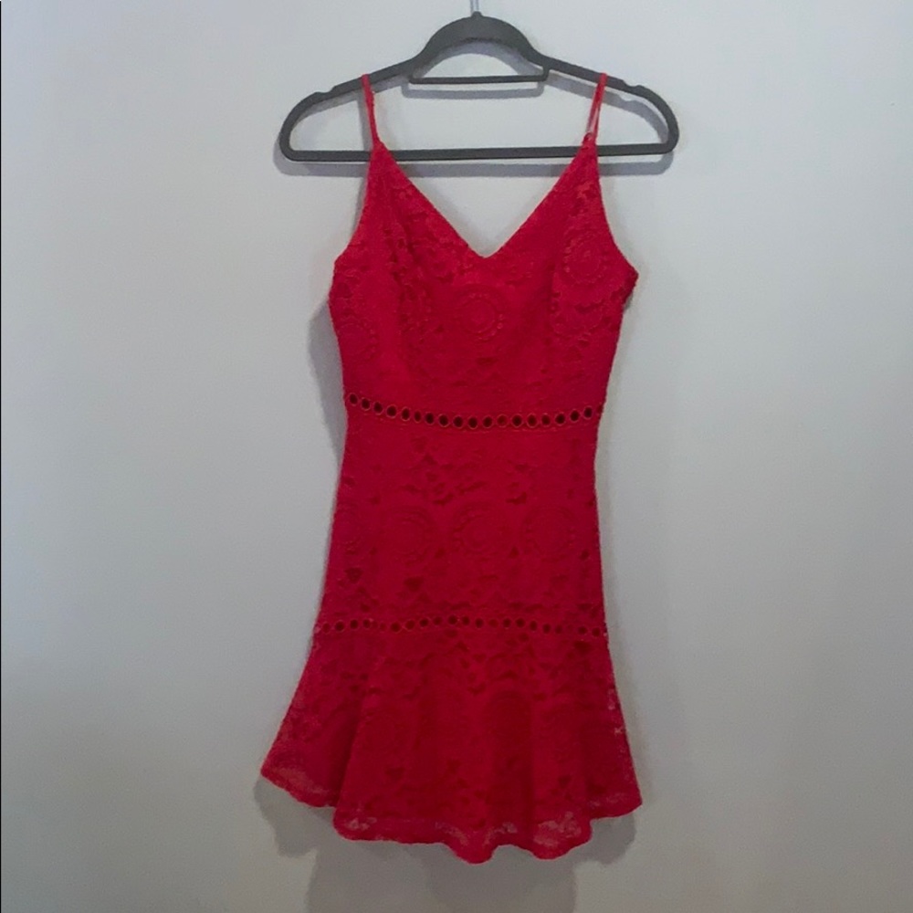 Red Lace Midi Dress